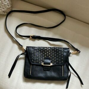 Kooba Black Leather Studded Crossbody Bag